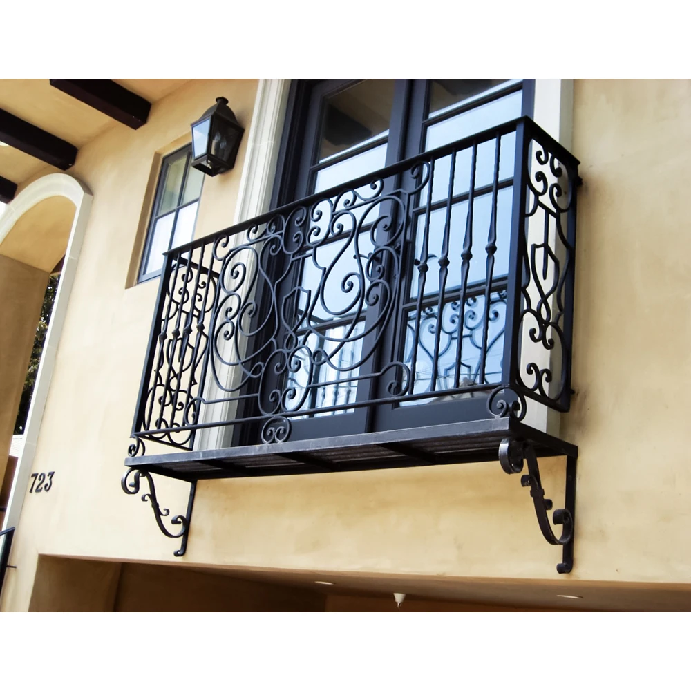 Modern House Wrought Iron Window Front Railings Juilet Style Steel Balcony Railing Black Fence Window Grills Security Bars