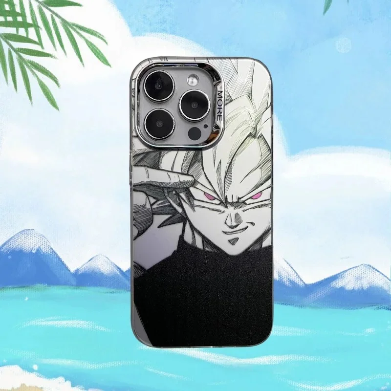 Black Dragon Ball Cartoon Son Guku Zamasu Rose Phone Case for Apple iPhone 16 15 14 13 12 11 17 Pro Max Plus Kakarotto Cover