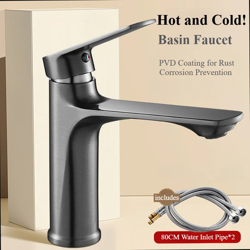 Basin Faucets Brass Hot and Cold Bathroom Sink Faucet Wash Basin Tap for Vanity Countertop Balcony Sink Household Use