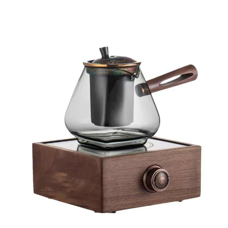 

Black walnut electric ceramic stove, stove for making tea, dual-purpose glass pot for steaming tea