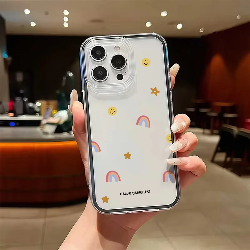 Cute Rainbow Clear Phone Case For iPhone 17 16 15 Pro Max 14 13 12 11 Pro Max 17 Air7  8 Plus X XR Transparent Airbag Soft Cover view 4