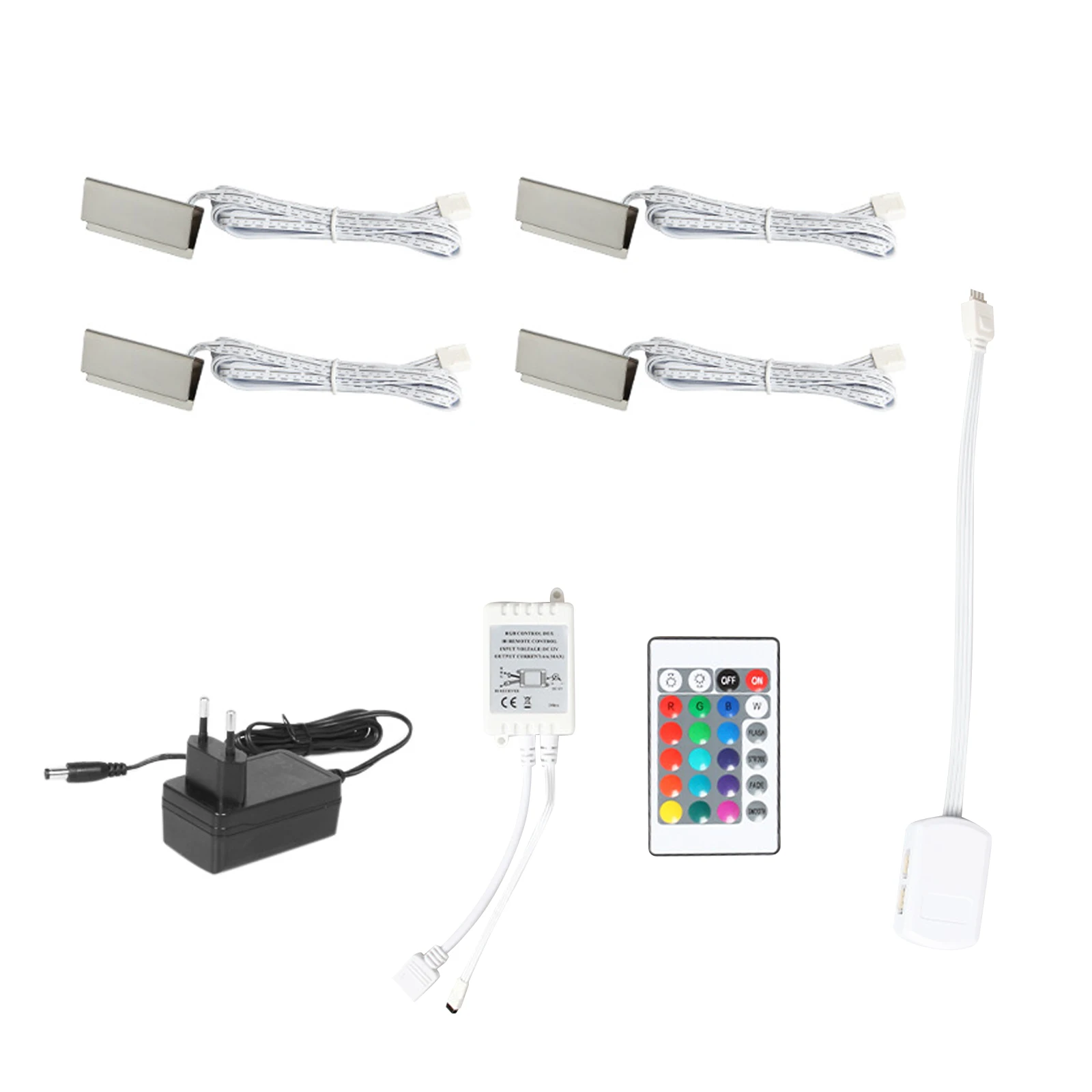 LED-clip op glazen plankverlichting onder kast Nachtverlichtingsset voor glazen randplank met afstandsbediening (6 lampjes, RGB)
