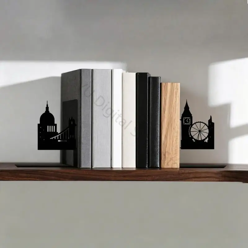 96BA Kompakte dekorative Buchstützen, ein Paar Buchstopper für Büro- und Leseregale – Detail 7