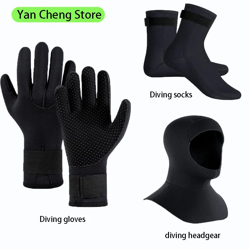 Guantes de buceo, calcetines, cubiertas para la cabeza, equipo de buceo, resistente al desgaste, previene perforaciones y mantiene el calor, equipo de protección para peinar en la playa