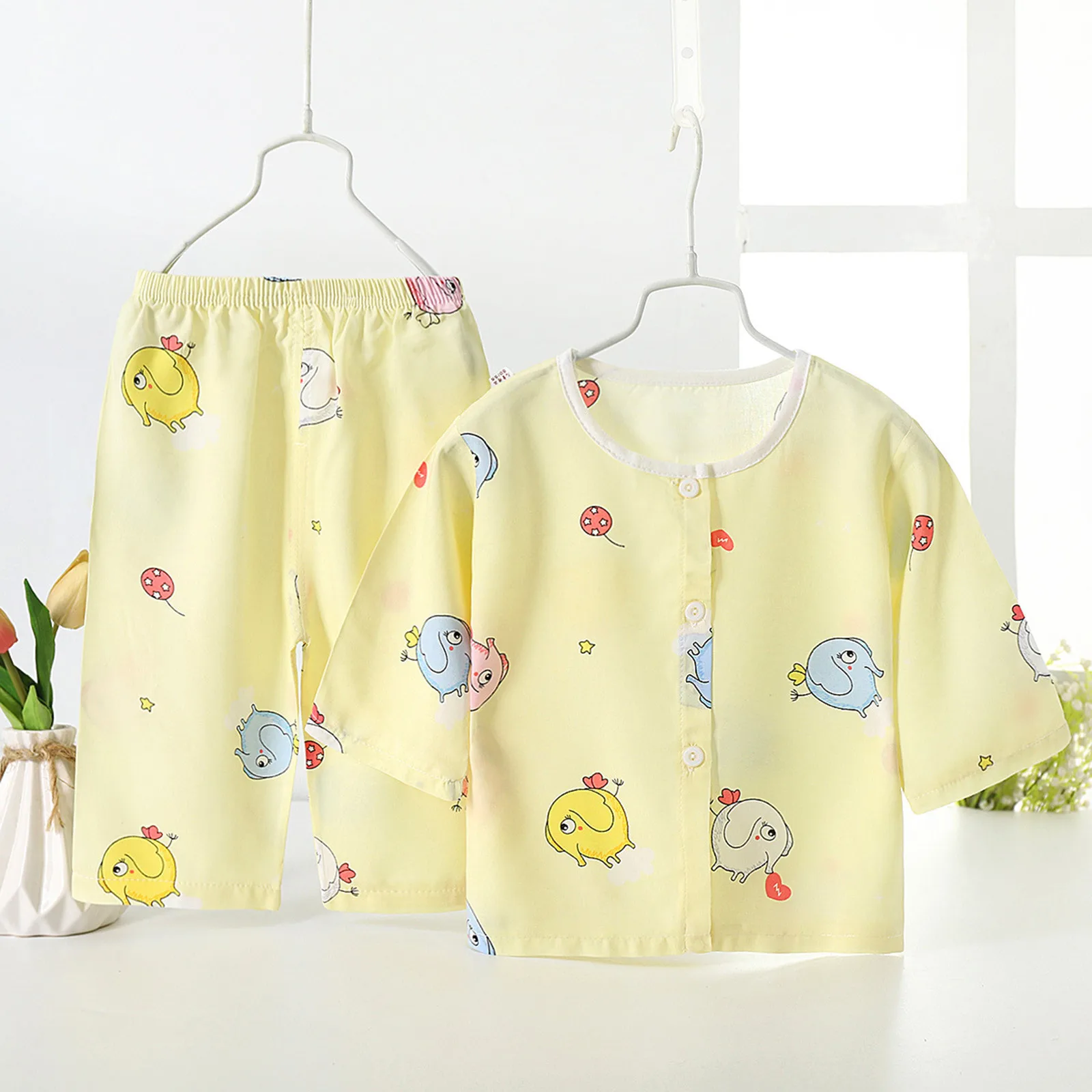 Pijamas informales para niños y niñas, ropa de dormir con dibujos de animales, conjunto de Tops y pantalones, 2024