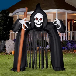 10FT Large Size Halloween Inflatable Grim Reaper Archway with LED Lights Blow Up Outdoor Decoration for Home Party Yard Lawn