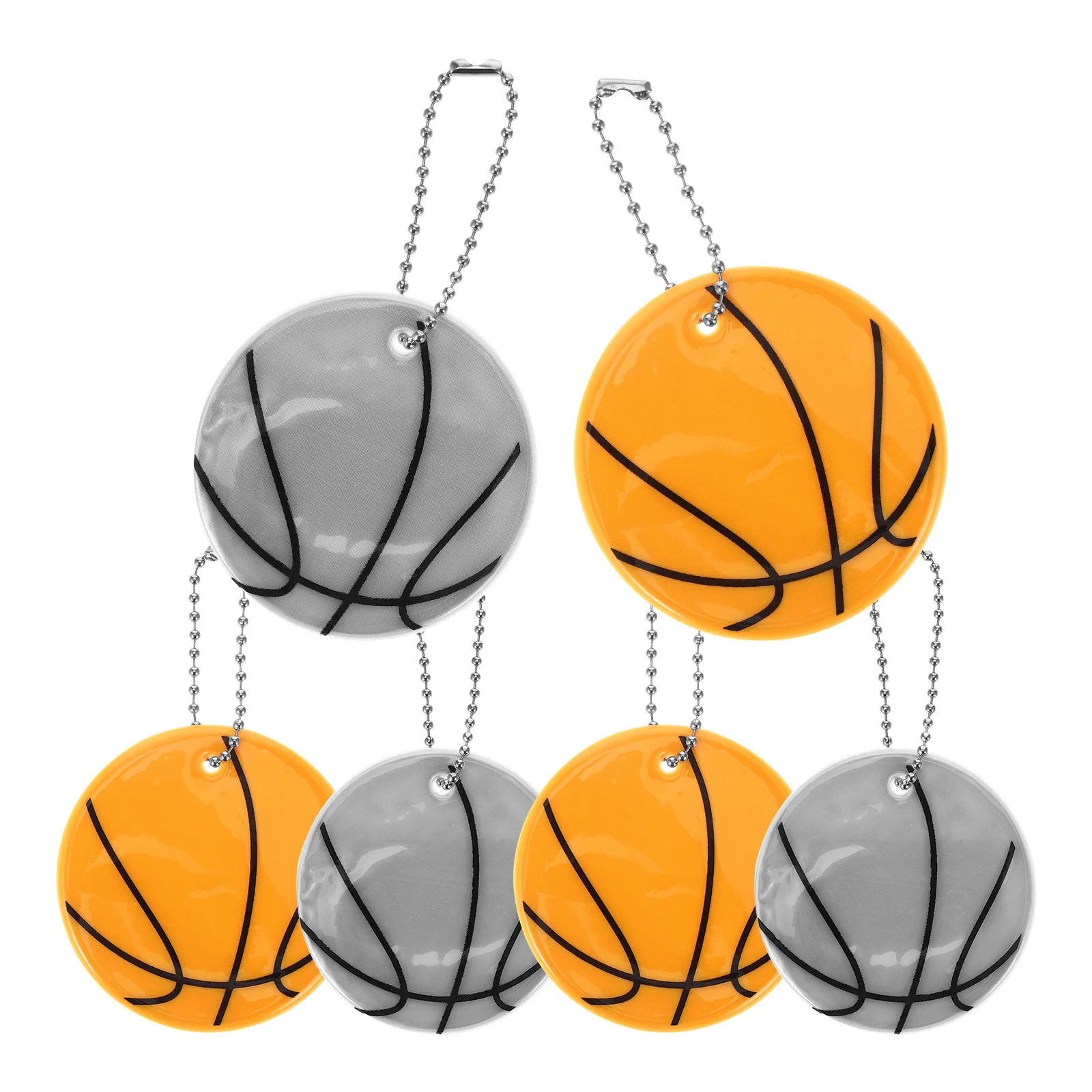 

6 Pcs Reflective Pendant Keychain Night Pvc Basketball Accessory Backpack Bag Tag Pendants