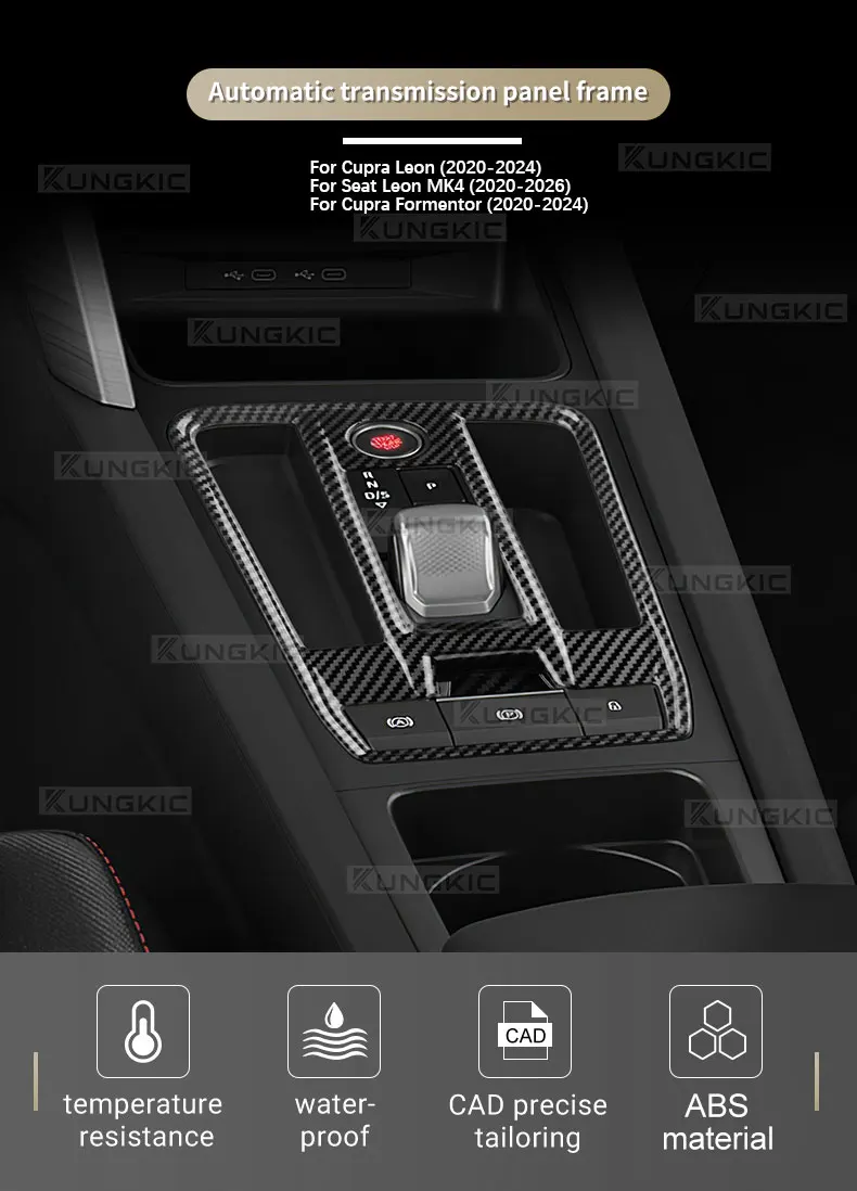 ABS Für Cupra Leon 2020-2024/Seat Leon MK4 2020-2026/Cupra Formentor 2020-2024 ABS Carbon Faser Stil LHD RHD Automatische Auto Getriebe Trim – Detail 1