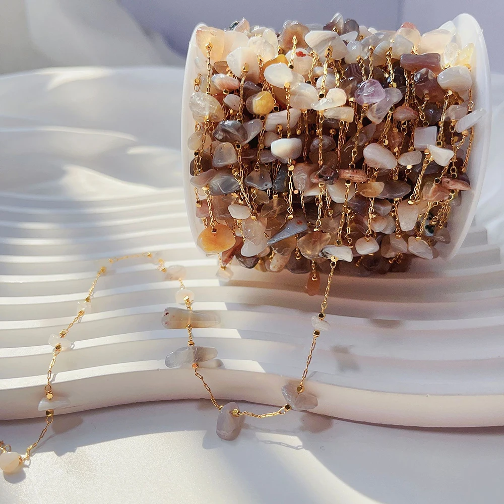 1Meter Irregular Natural Stone Chains Mixed Opal Bead Chains for Necklace Drop Earrings Supplies DIY Jewelry Making Accessories