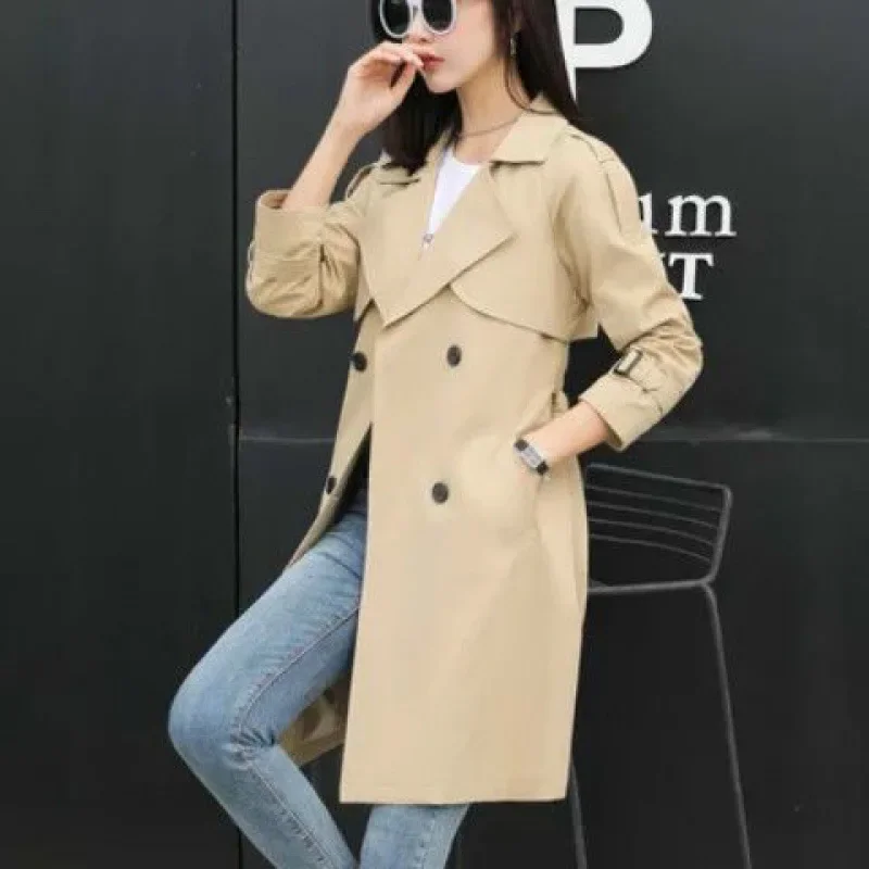 Abrigo de longitud media para mujer gran oferta de la temporada nuevo estilo estilo británico elegante Otoño Invierno fibra de poliéster manga completa sólido C