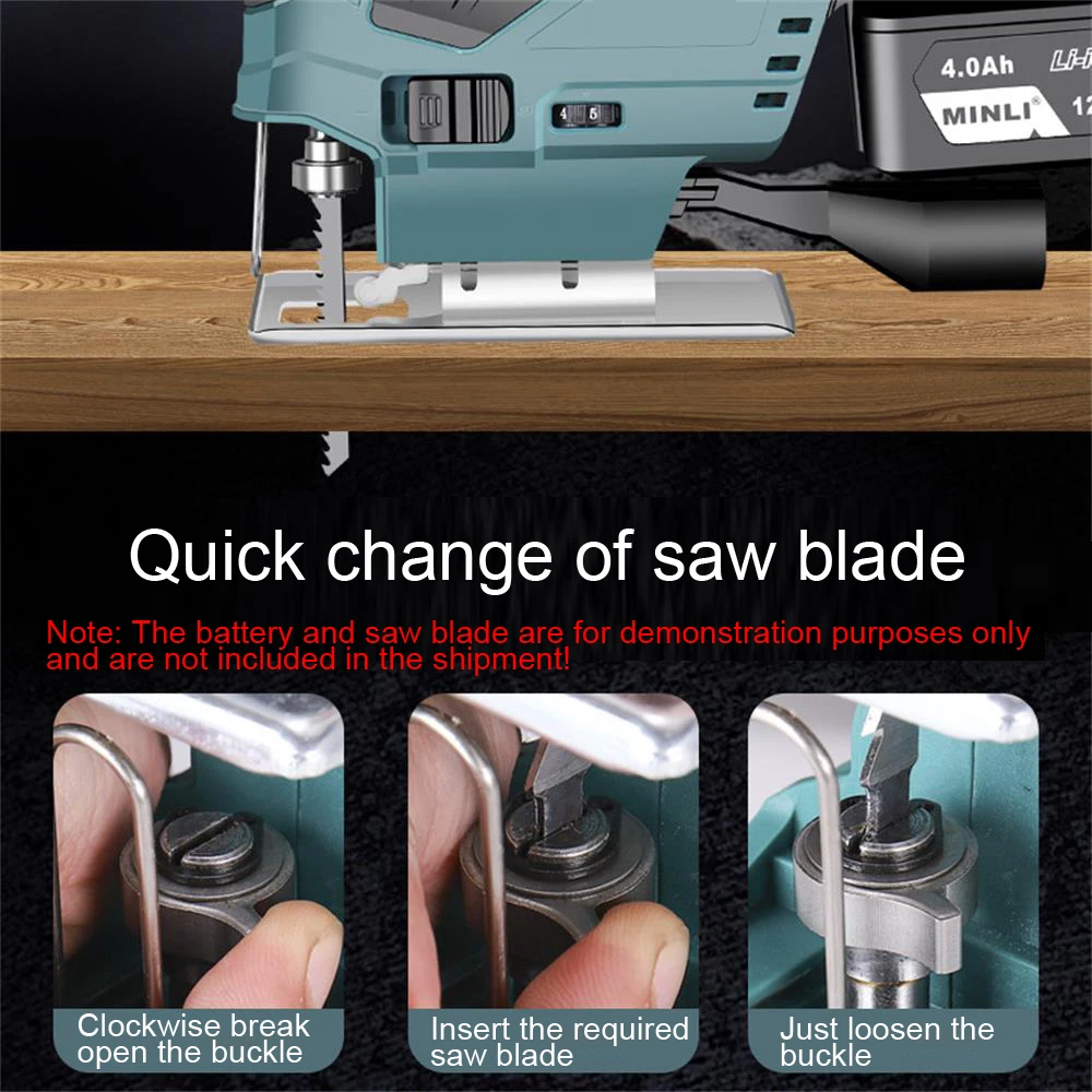 Portable Electric Jigsaw Cordless Electric Saw Woodworking Table Saw Without Battery Compatible With Makita 12V Battery