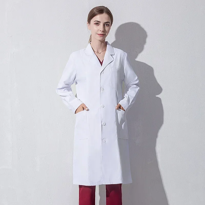 Lab Coat Unisex Cotton Blend Laboratory Coat Medical Uniform Hospital Workwear Cosplay Doctor Clothing