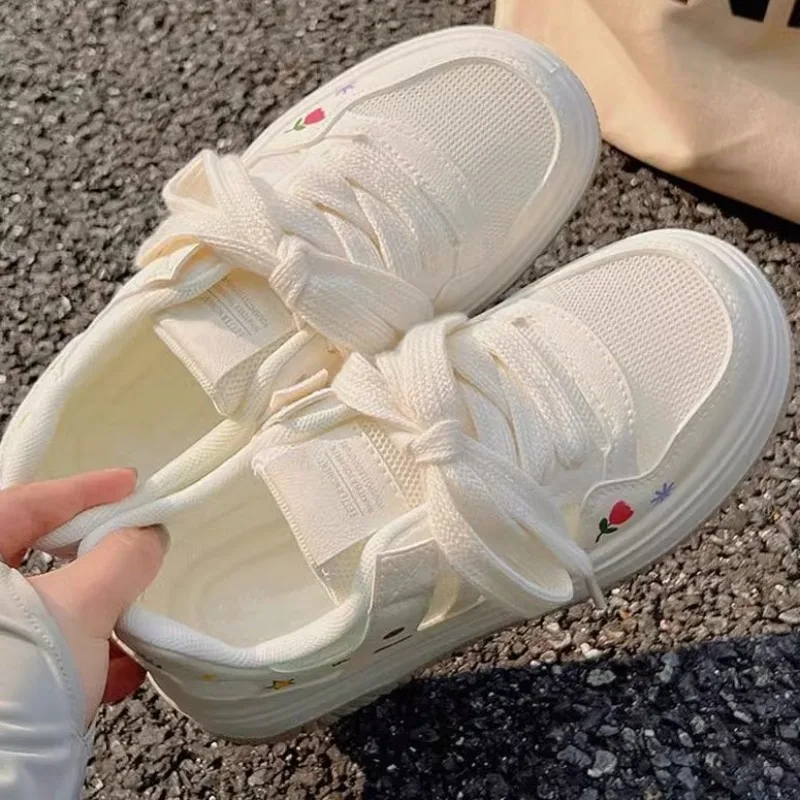 Platform White Sneakers Women Summer 2026 Thick Sole Mesh Breathable Cute Student Casual Skate Shoe - view 6