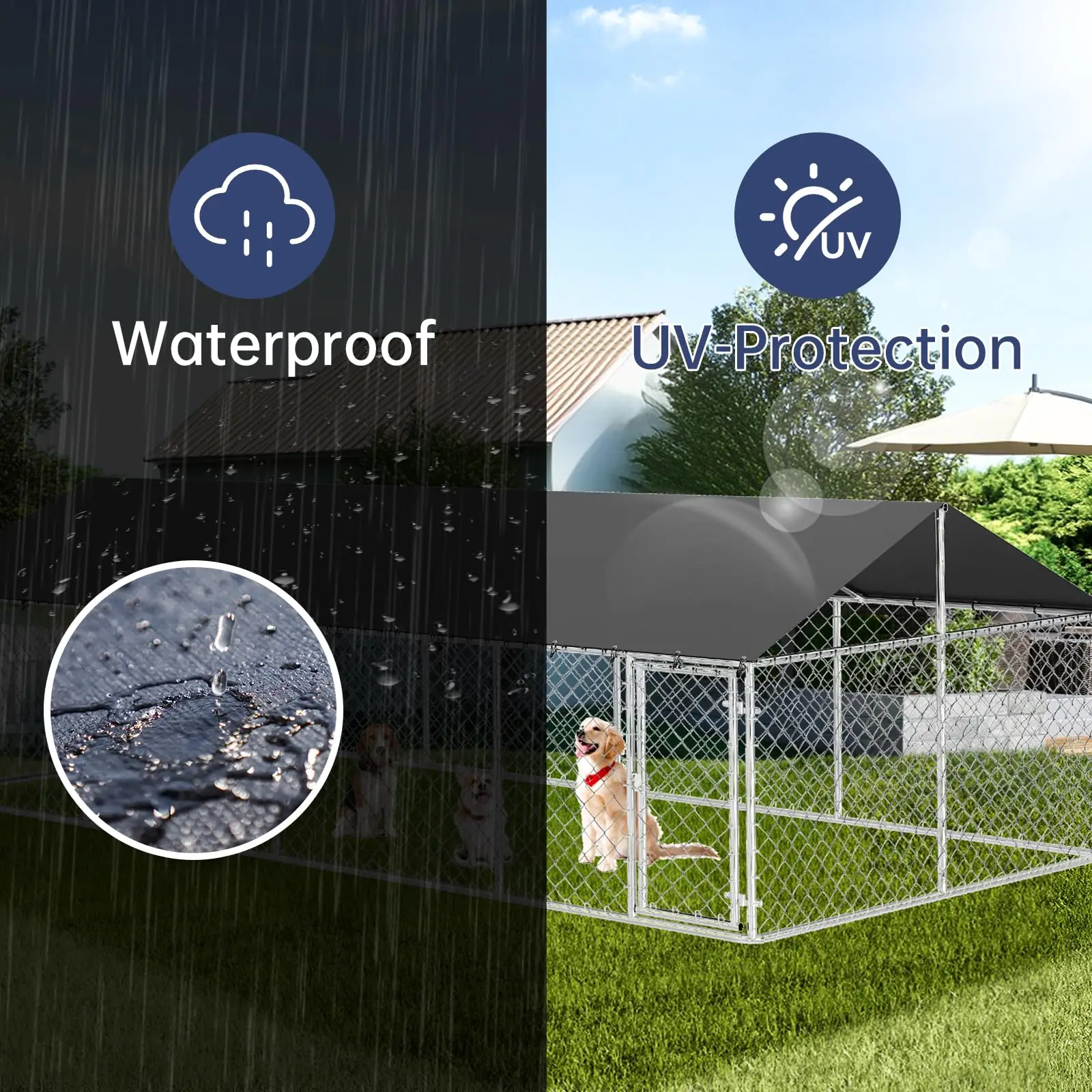 Large Outdoor Dog Enclosure Heavy Duty Dog Kennel House Mesh Dog Big Cage Pet Kennel Steel Fence with Secure Lock