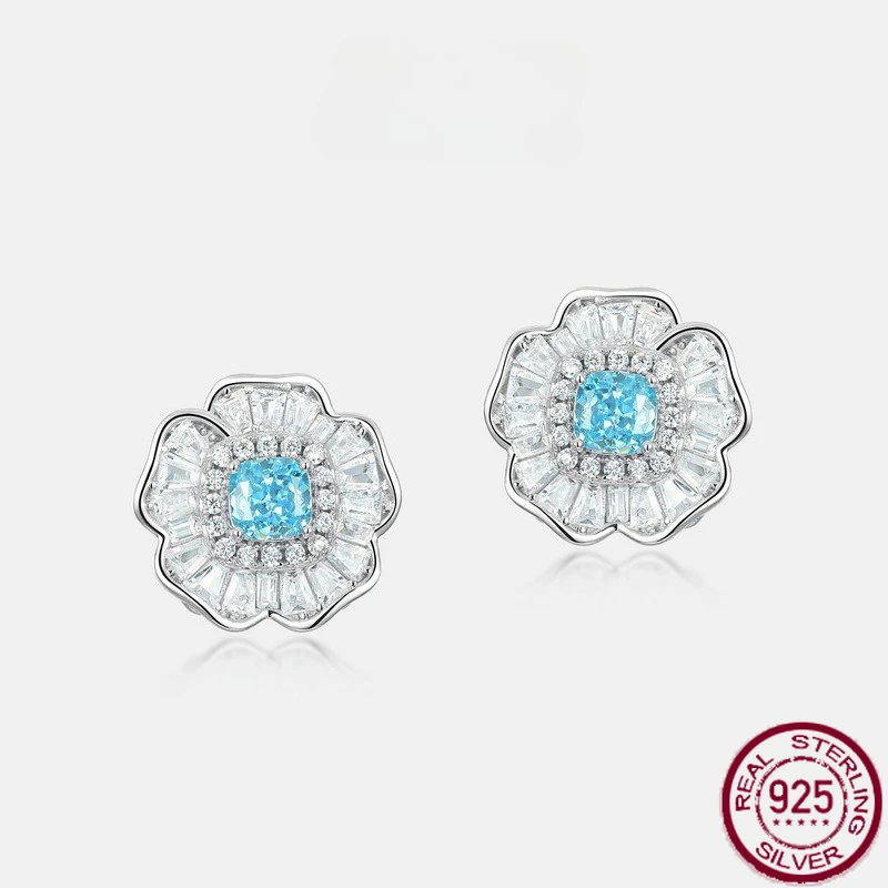 

Новые серьги из чистого серебра S925, светские серьги с ледяным цветком, высокоуглеродистые бриллианты, легкие роскошные модные свадебные украшения