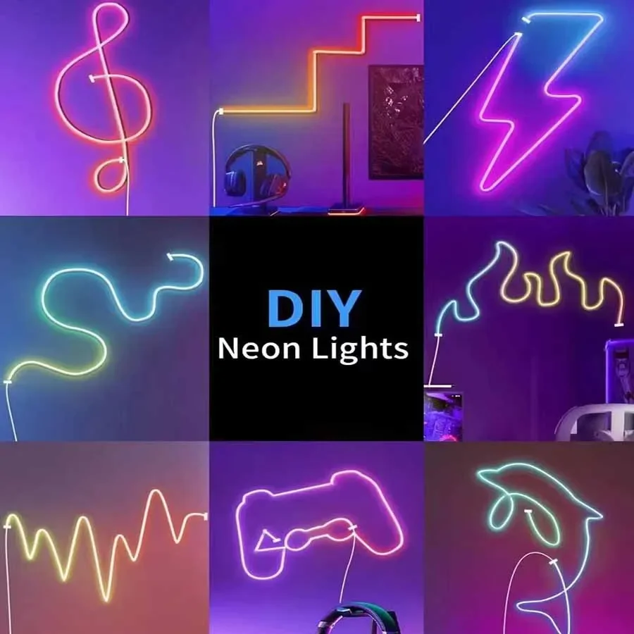 Graffiti WIFI Smart Silicone LED Light Mobile APP Voice Control LED Strip Light Remote Control Iridescent Color Neon Light Strip