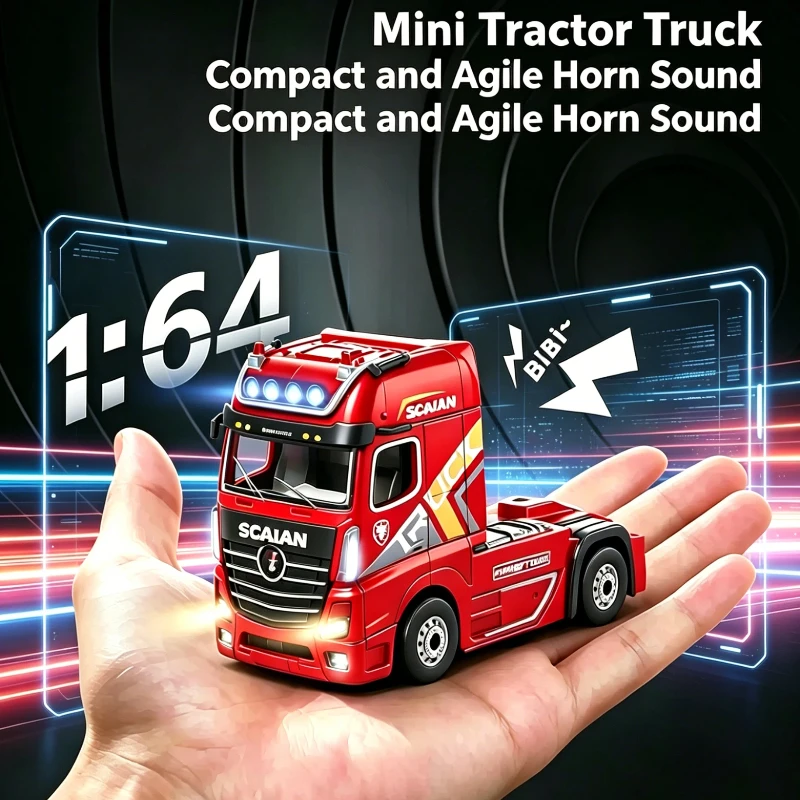 

In Stock Wltoys 6408 1:64 RC Car Mini Alloy 4WD Container Truck Drift Racing 2.4G Remote Control Tractor with Trailer Model Kids