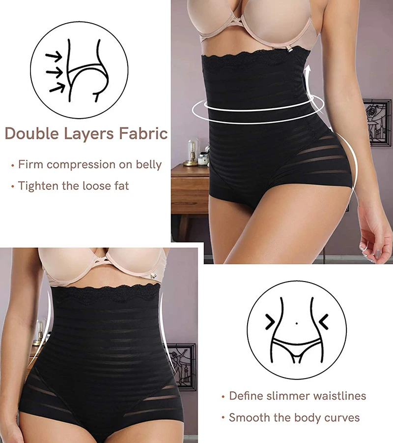 Mesh Control Panties Women Shapewear High Waist Tummy Tuck Control Underwear Back Slimming Waist  Seamless Brief Body Shaper