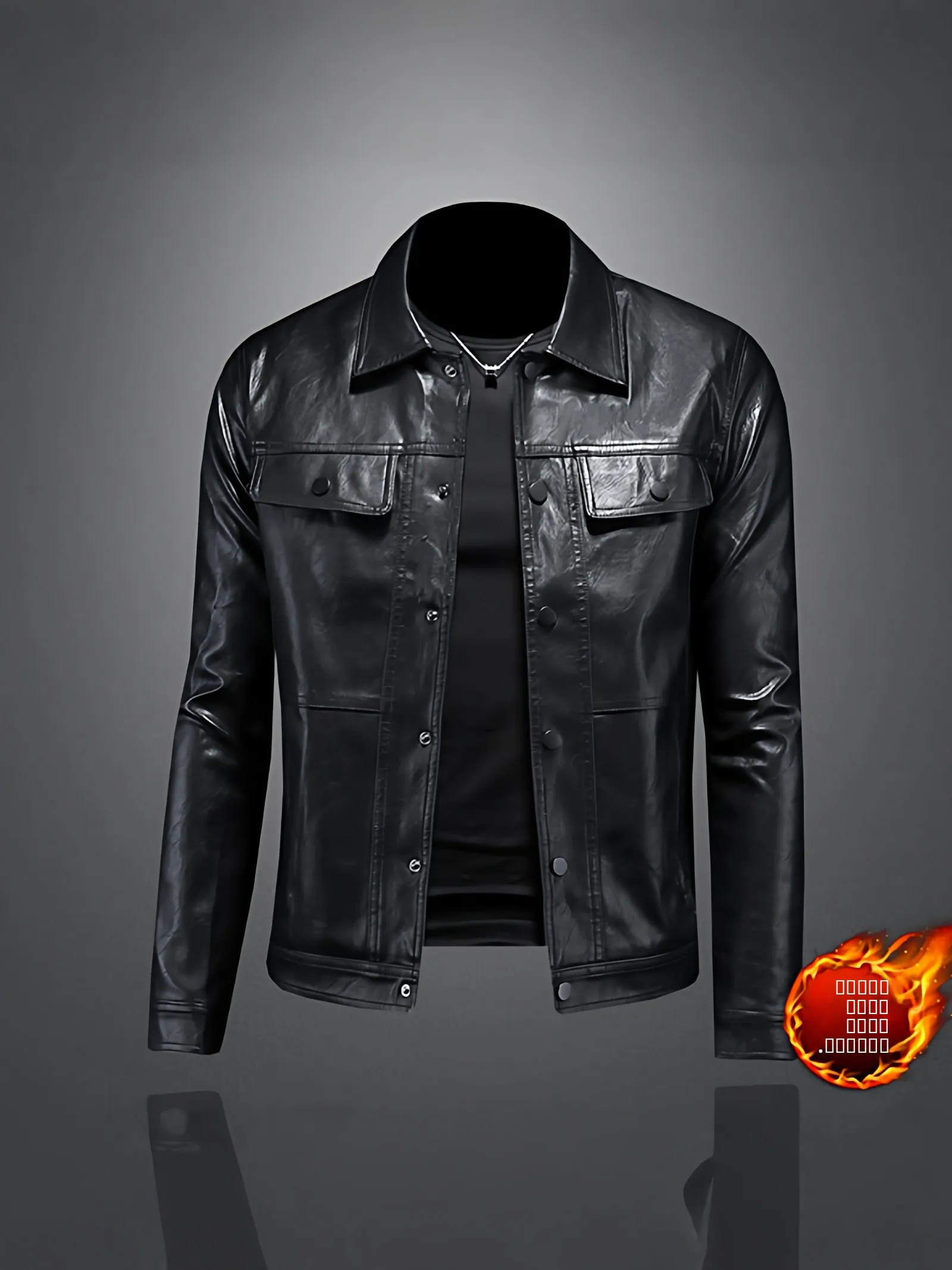 

Мужская модная утепленная куртка с флисовой подкладкой, повседневная кожаная мотоциклетная куртка с отложным воротником, осенне-зимняя новинка