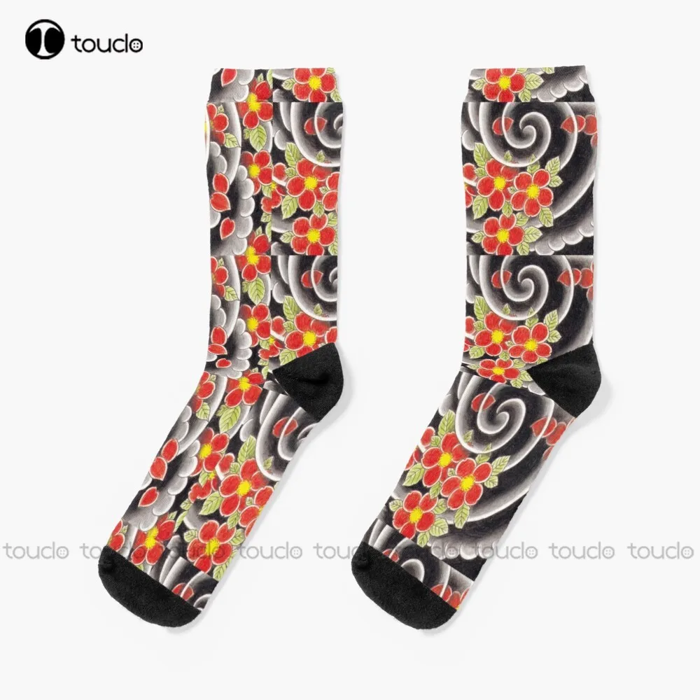 Goro Majima Hanya Tattoo Background Pattern Yakuza Kiryu Kazuma Ryu Ga Gotoku Socks Soccer Socks Street Skateboard Socks 1Pair