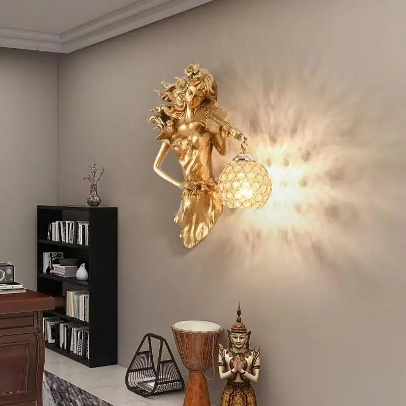 TEMAR Modern LED Gold Wall Light Indoor Creative Vintage Resin Sconce Lamp for Home Living Room Bedroom Corridor Decor