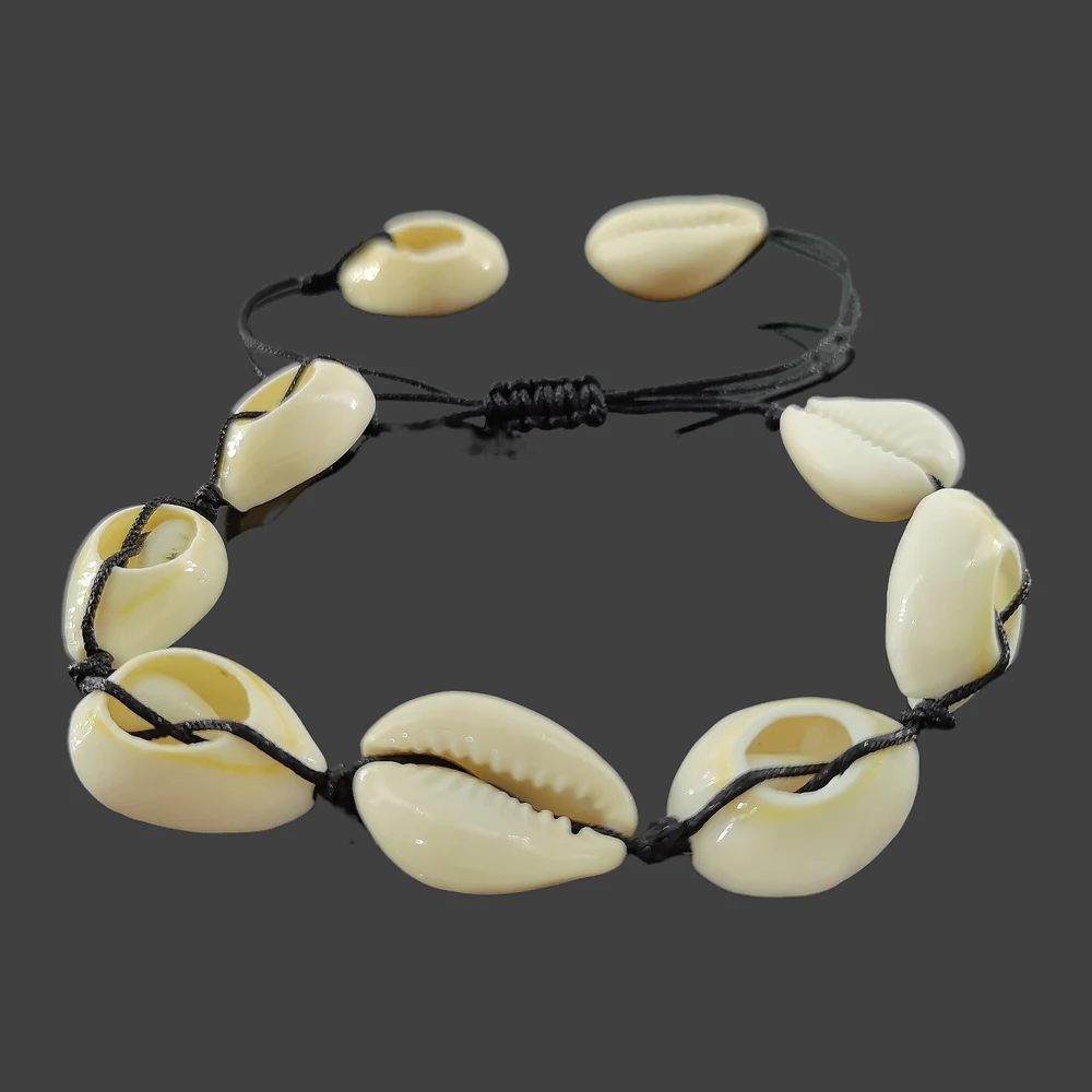 Tropical Ocean Hawaiian Style Natural Shell Handwoven Bracelet Adjustable Bangle for Man