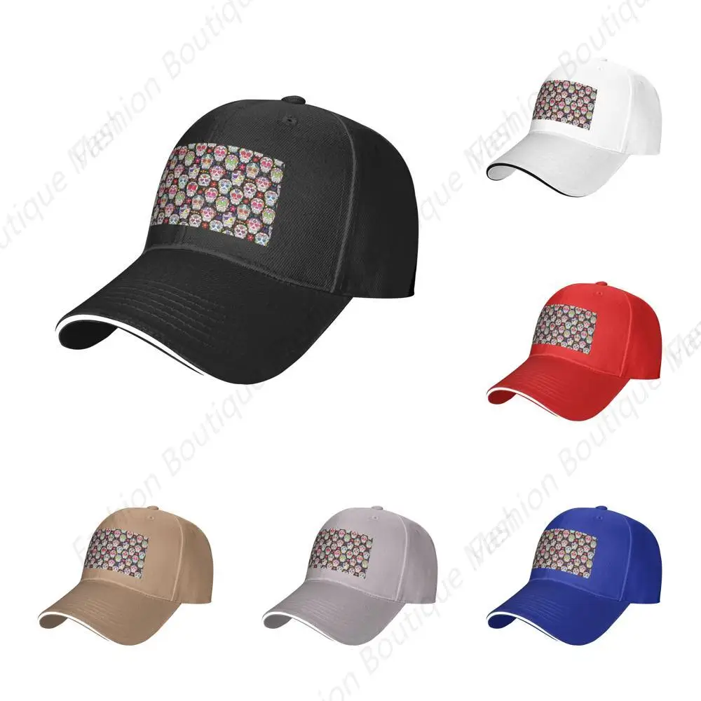 

Hot-Selling Colorful Flower Skulls Printing Hat Sandwich Caps Peaked Caps Trucker Hat Men Women Outdoor Sport Travel Sun Visor