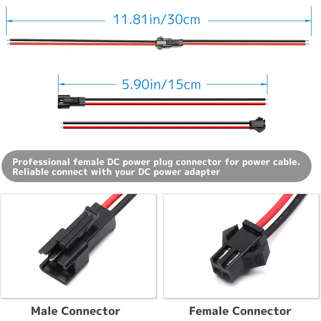 10 أزواج JST SM 2 دبابيس التوصيل الذكور والإناث سلك موصل سلك موصل كابل ضفيرة التوصيل لشريط LED ضوء الشريط مصباح