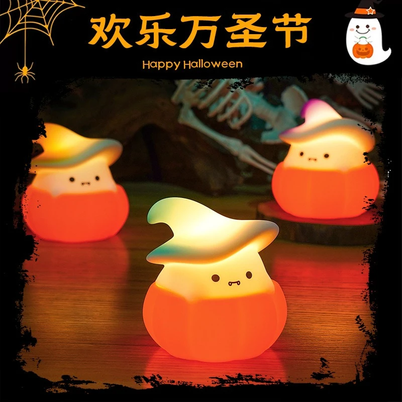

Creative Cartoon Ghost Silicone Pumpkin LED Floor Lamp Halloween Personality Decor Bedroom Bedside Study Atmosphere Table Lights