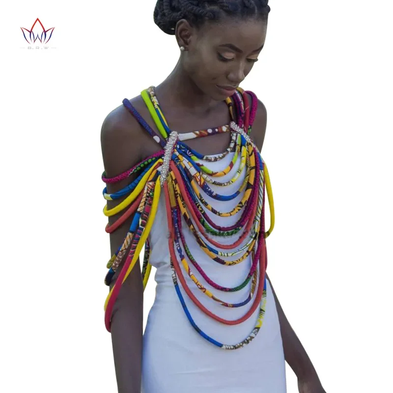 African Ankara Necklaces Jewelry Conversion Piece Rope Necklace Shawl Tribal African Beads Handmade Party Jewelry Gift SP009