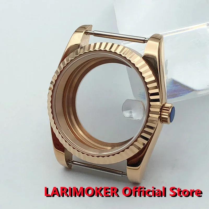 LARIMOKER 36mm/39mm Rose Gold Teeth Sapphire Glass Case fit NH35 NH36 ETA 2836 Miyota 8205 8215 Mingzhu DG2813 3804 Movement