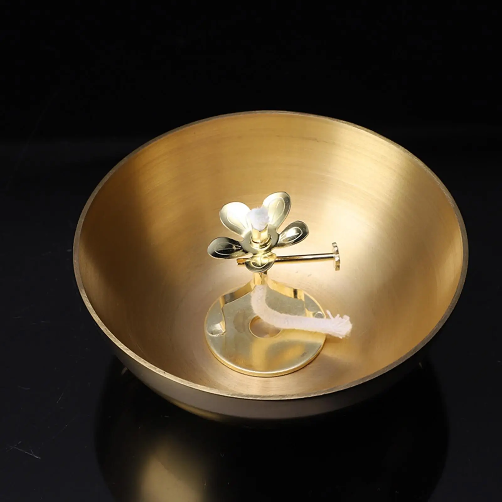 Golden Adjustable Lotus Butter Lamp Wick Holder Floating Oil Lantern Tibetan Buddha for Party Wedding