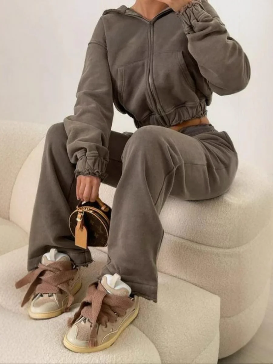 Américain Sport décontracté lettre ort chapeau sweat Jaet haut taille haute Faion pantalons longs ensemble Streetwear Sle Polyester Fiber