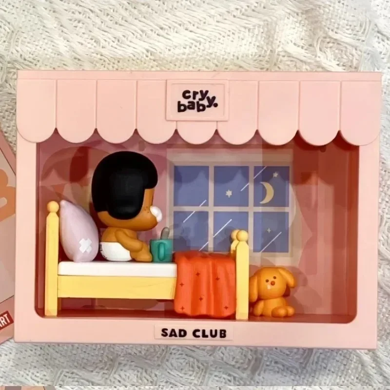 Crybaby Sad Club Series Scene Sets By Molly Anime Figure Box Cute Figurine Cry Baby Cartoon Desktop Ornament Toys Birthday Gifts