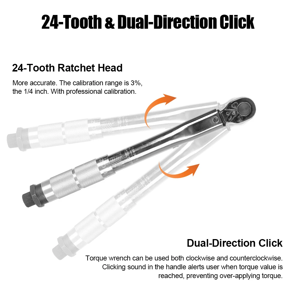 5-25N.m 1/4 Inch Square Drive Torque Wrench Two-way Precise Ratchet Key Accuracy 3% Car Bike Repair Hand Tools Spanner