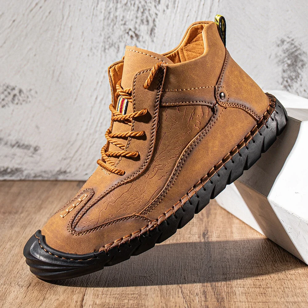 Bottes en cuir fait à la main pour hommes, nouveau Design, chaussures décontractées, respirantes, chaussures de travail rétro souple, bottines d'automne