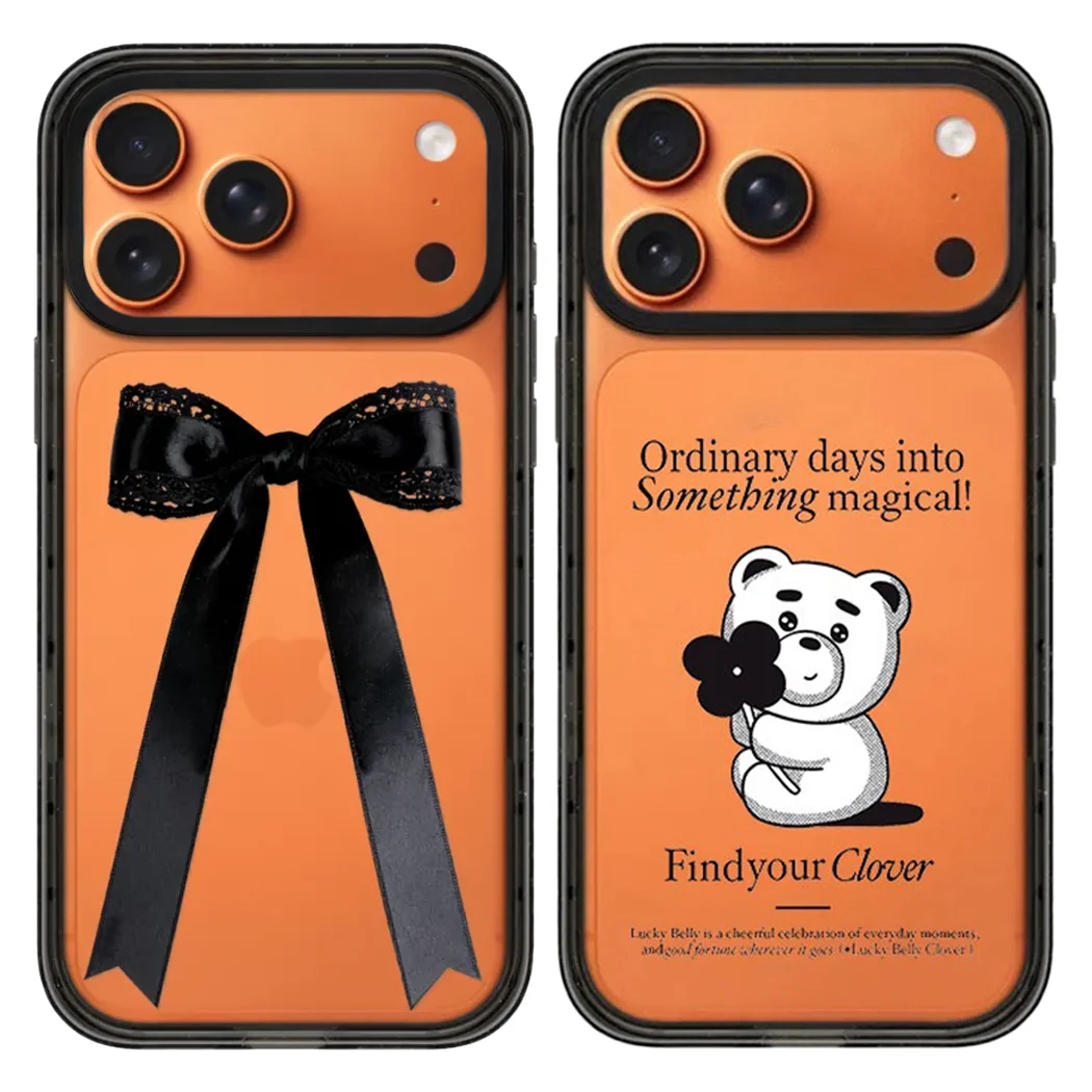 

Black Bowknot Flower Acrylic Black Border Magnetic Case: Compatible With IPhone 17 16 15 14 13 12 Pro Max 17 Air