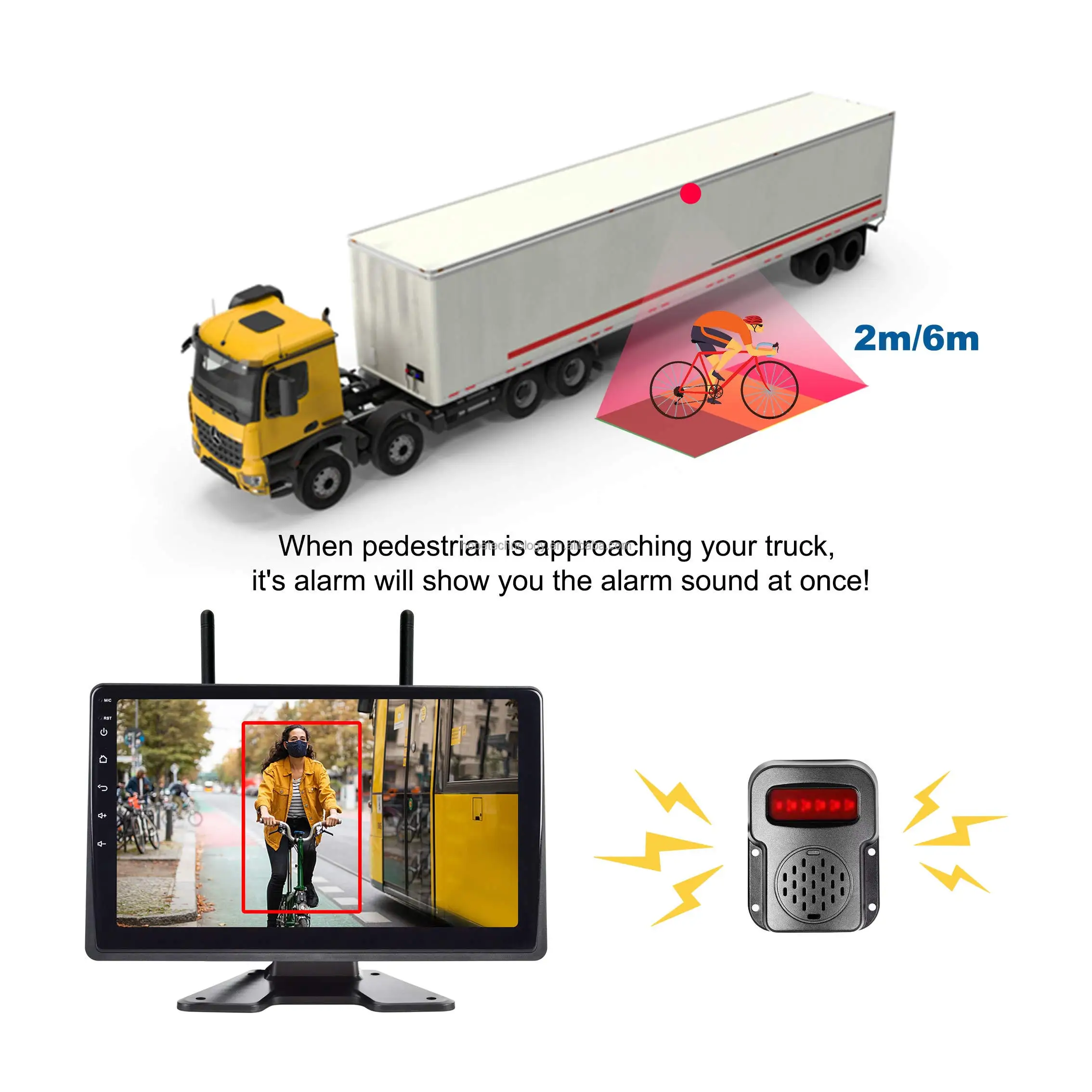 10.1 Inch 4ch Split Screen Recording Function Monitor Wireless Camera System for Trailer RV