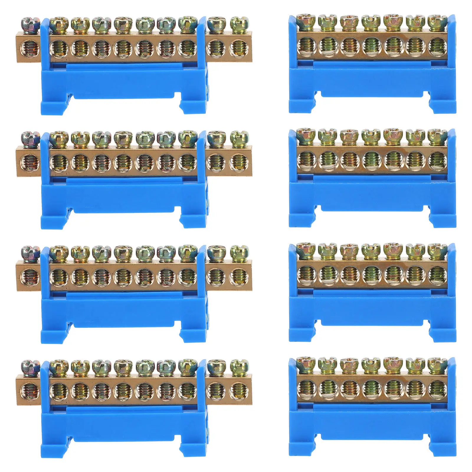 8Pcs High Conductivity Copper Ground Bus Positions 10 Positions Screw Terminal Block for Electrical Wiring Neutral