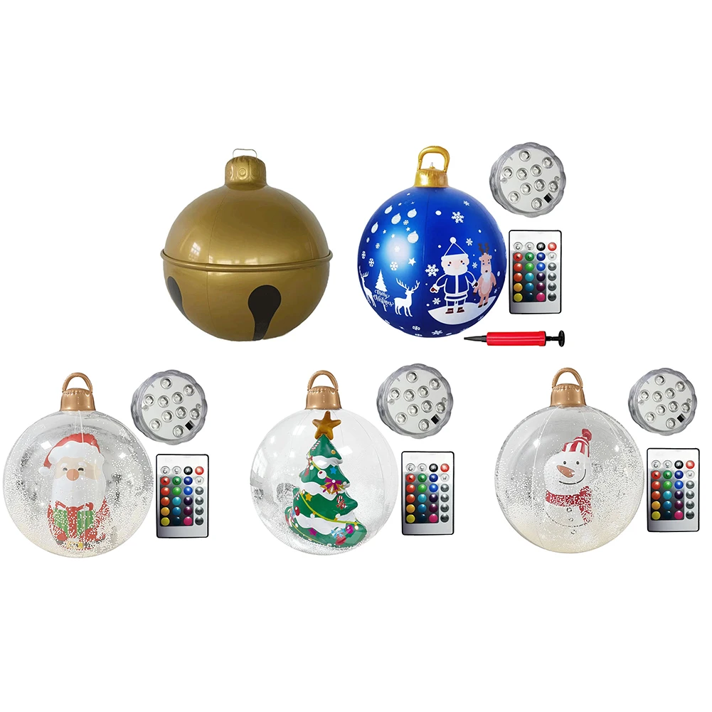 Bola de Navidad inflable gigante con luz LED, decoración navideña, adornos colgantes para puerta delantera y patio, 23,6 pulgadas