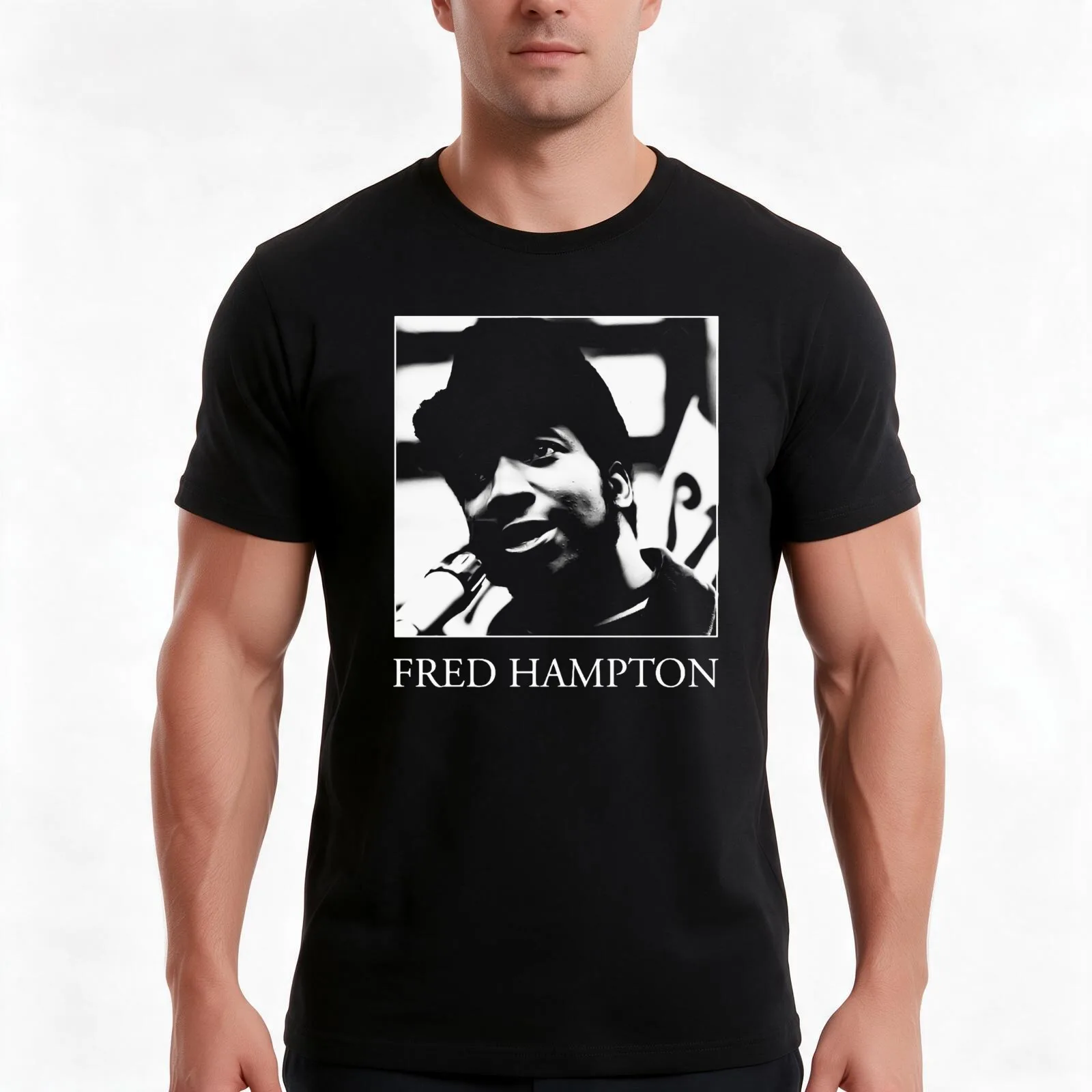 FRED HAMPTON T-Shirt, Summer Casual Cotton Tee, Oversized Streetwear Tops, Vintage Graphic Print, Loose Fit Short Sleeve