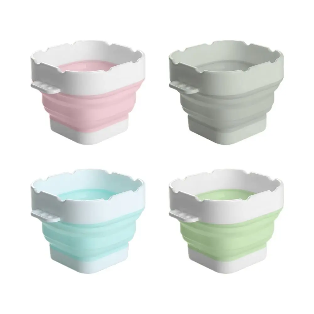 Morandi Color Mini Paint Bucket Portable Reusable Pen Brush Washer Anti-slip Brush Holder Folding Washing Basin Drawing Tools