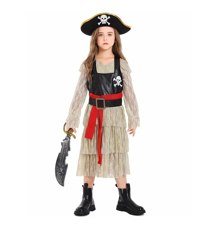 

Halloween Medieval Children Navigator Pirate Costumes Cosplay Carnival Kindergarten Festival Girls Stage Performance Clothes
