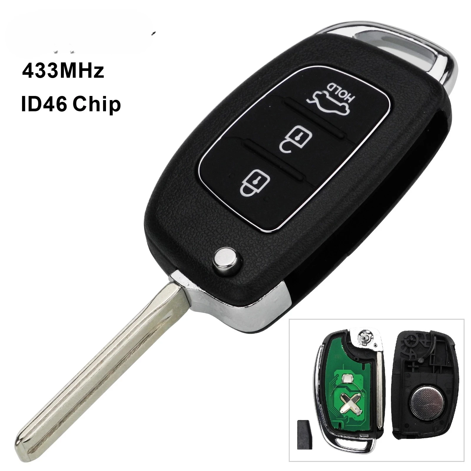 

3 Buttons 433Mhz ID46 Chip For Hyundai New IX35 IX25 IX45 Elantra Santa Fe Sonata 40/HY20/HY14 Fob Control