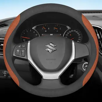 Potah volantu z kůže a uhlíkových vláken pro Suzuki, Dzire, Celerio, Ciaz, Baleno, Solio, Splash, SX4, Vitara, Wagon R, Alto, JIMNY 10 nejlepší prodej kryt volantu Suzuki Jimny - №7