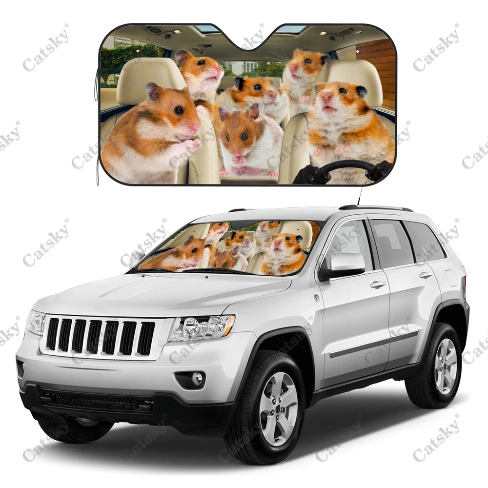 Hamster Car Sunshade, Car Decoration Lovers Gift, Windscreen Sun Shield For Car Window Sunshade Cover Foldable Uv Ray Reflector