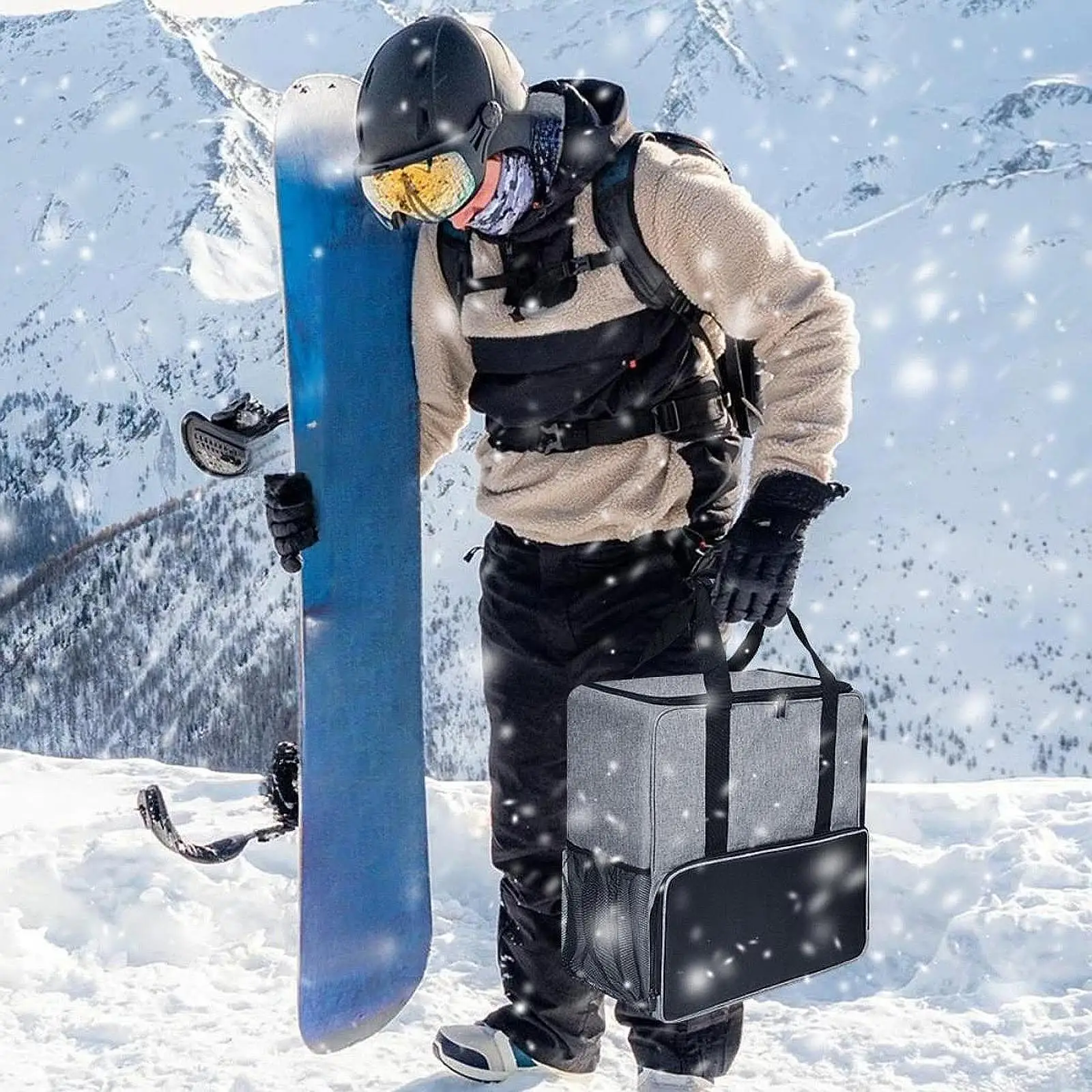 Bolsa de transporte para botas de esqui, compartimentos separados, bolsa para botas de snowboard