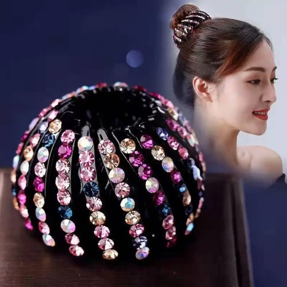 

Fashion Rhinestone Bird Nest Hair Clips Headwear Headdress Hair Bun Maker Hair Accessories Barrette Women