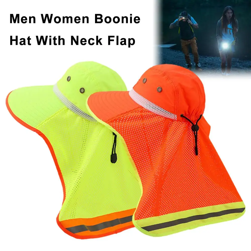 Mesh Boonie Bucket Hat For Women Men Outdoor Uv Hat Reflective Strip Security Beach Fishing Cap H0q1