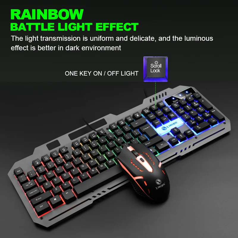 104 Key Gamer Keyboard And Mouse RGB Backlit Gaming Keyboard Mechanical Feel Wired Keyboard Mouse For PC Computer Game Accessory